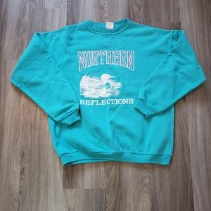 Vintage Northern Reflections crewneck sweatshirt cottagecore loon lake blue